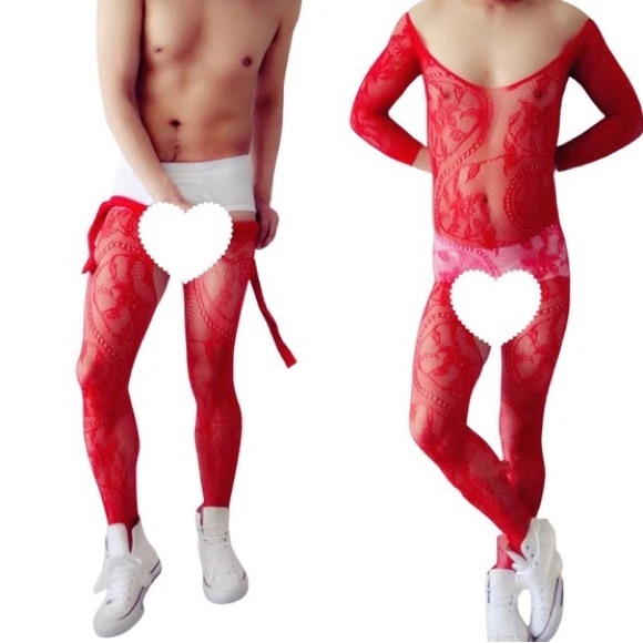 Other - Men's Pantyhose, One-piece Lingerie Exotic Man Fishnet Bodysuit, Open Crotch